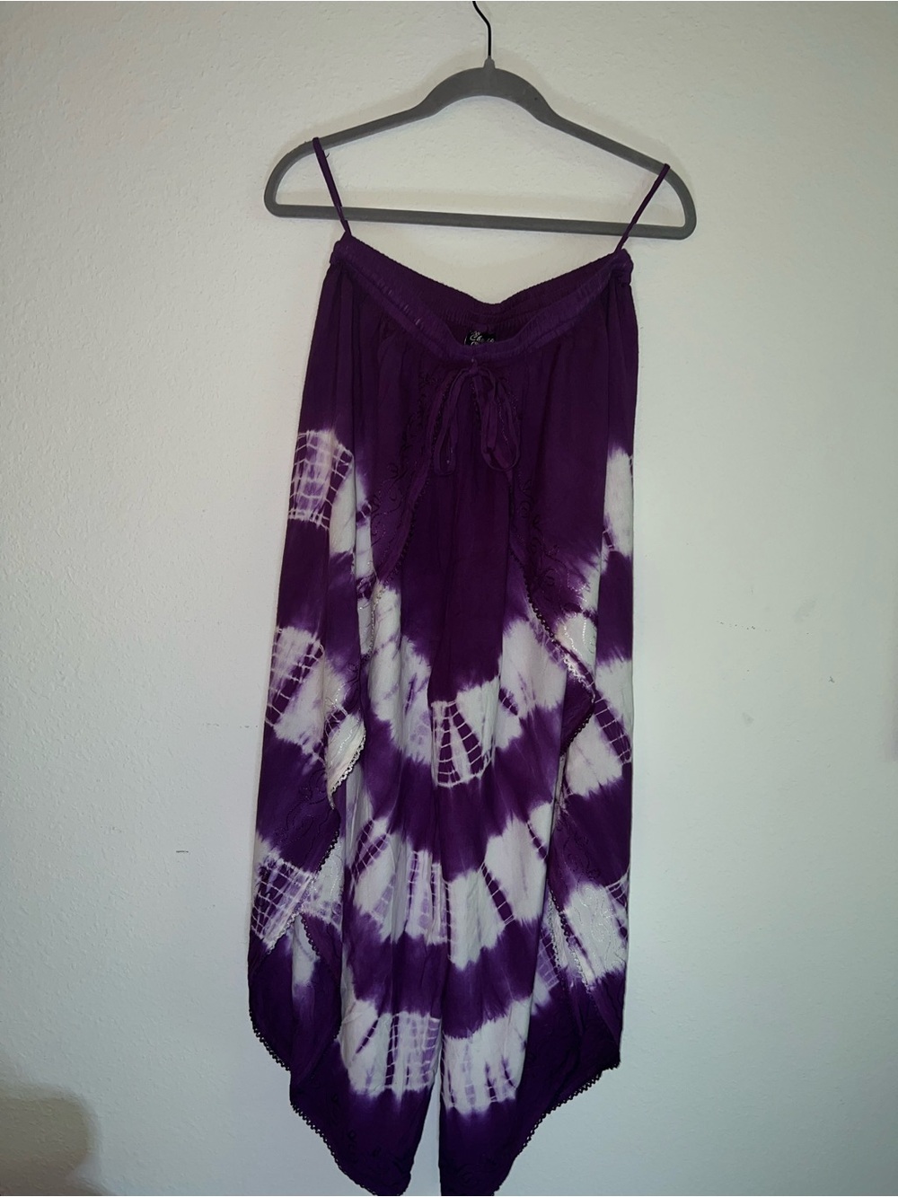 Purple Tie-Dye Women's Boho Flowy Pants